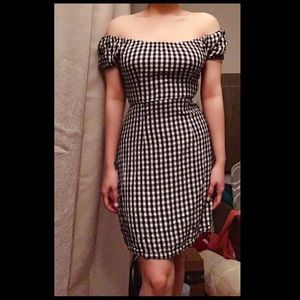 Checkered strapless Dress